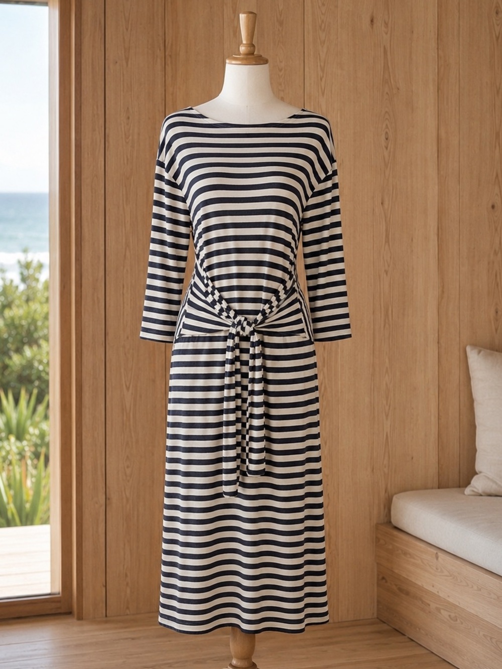 T.La Anthropologie Nautical Striped Dress